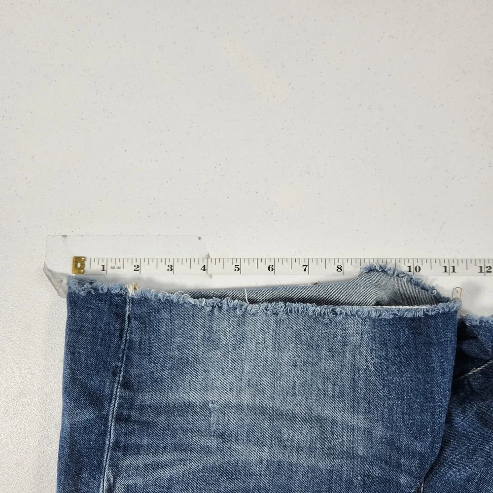 Madewell‎ High-Rise Denim Shorts Blue Raw Hem Size 28 Whiskered Summer Casual
